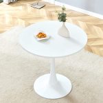 Stylish white round table with single-leg base for modern interiors