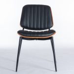 Upholstered dining chair set with vertical channel stitching and mid-century style