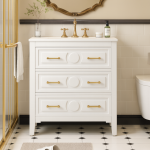 bathroom vanity white with smooth drawer