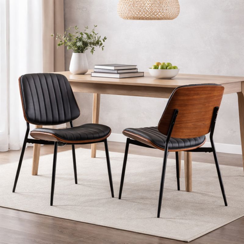 dining chair set of 2 black leather chair