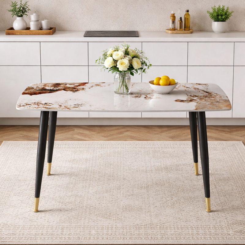 white marble grain dining table