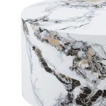White marble pattern round coffee table for small and medium living rooms