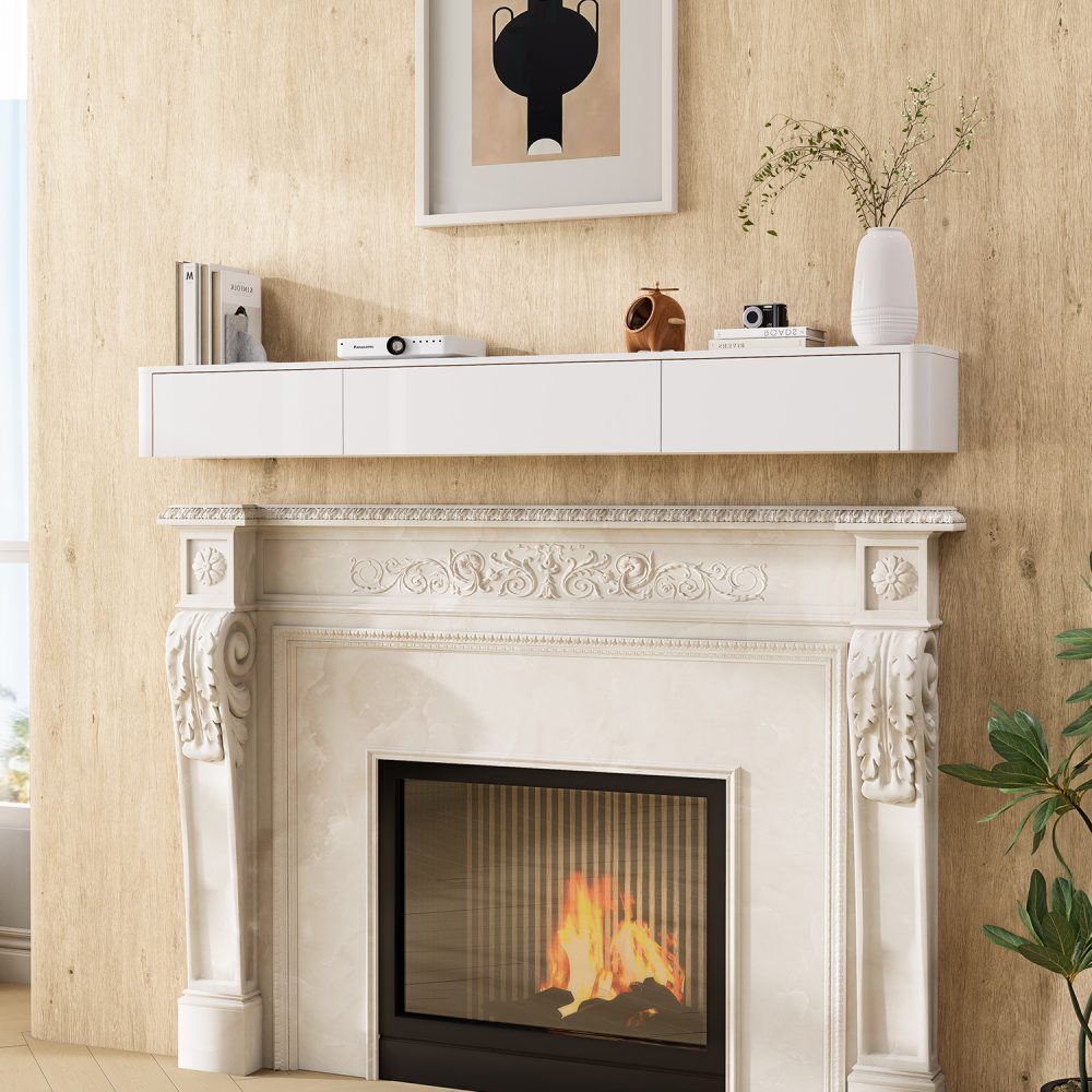 white-wall-mounted-fireplace-mantel-shelf-modern-style