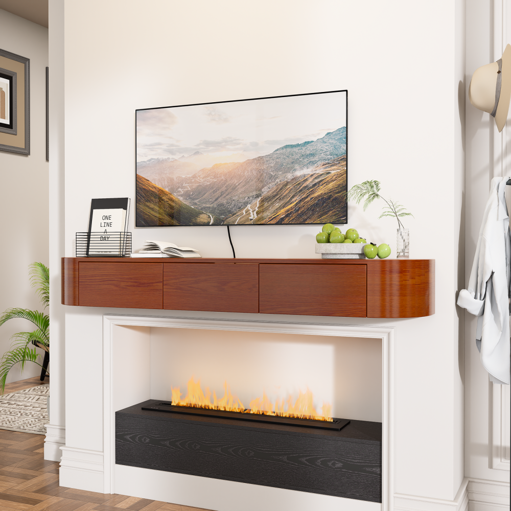 walnut mantel shelf for modern interior style