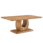 Modern rectangular coffee table with wood look MDF and metal accent