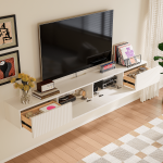 High-end matte paint white grille door tv stand pre-assembled.