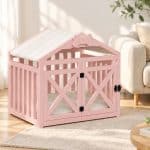Aesthetic pink wooden dog kennel furniture for small pets