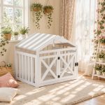 Breathable slatted wooden pet house furniture with open view