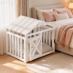 Decorative white wooden dog kennel furniture for home interior